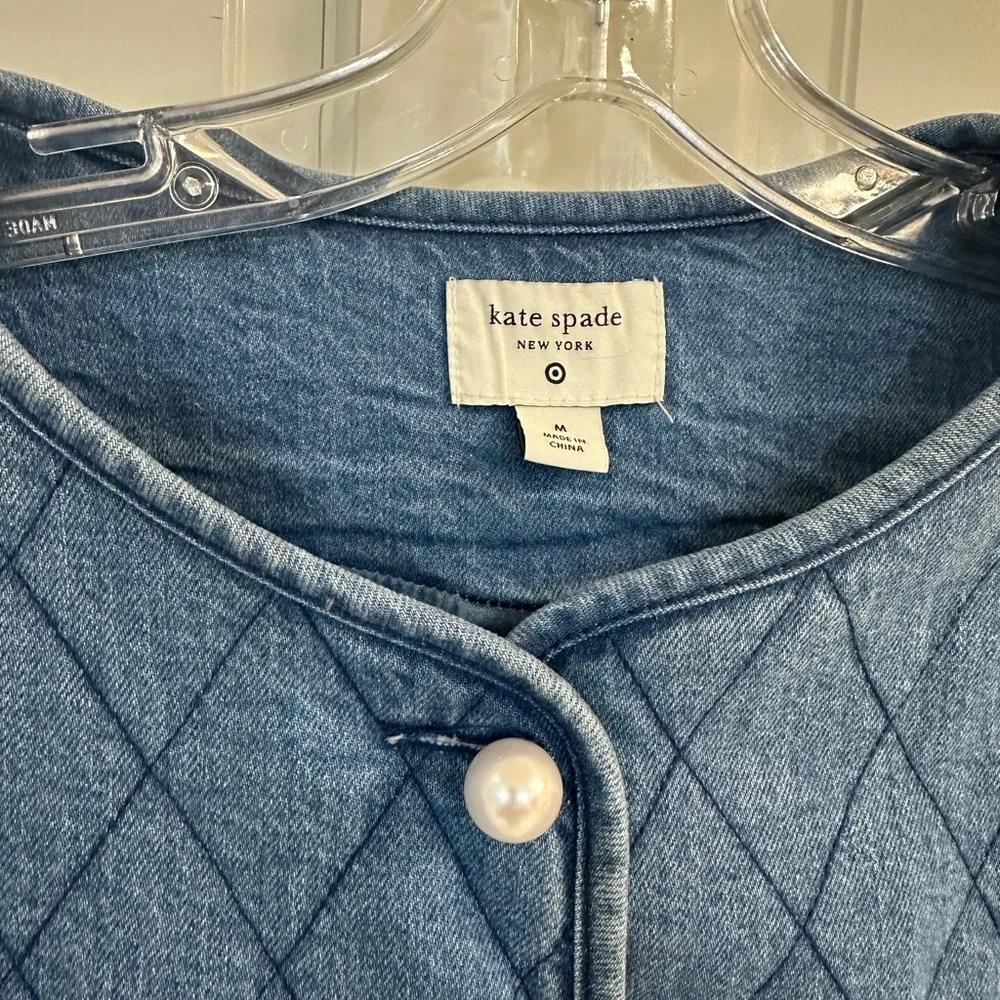 Kate Spade Blue Quilted Denim Jacket - Picture 2 of 4